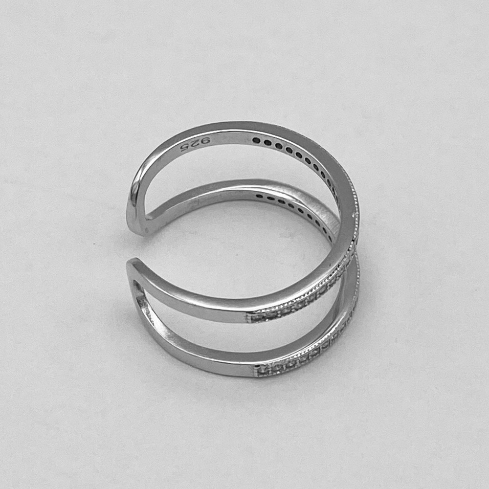 Sterling Silver CZ Cuff Ring - Picture 8 of 8